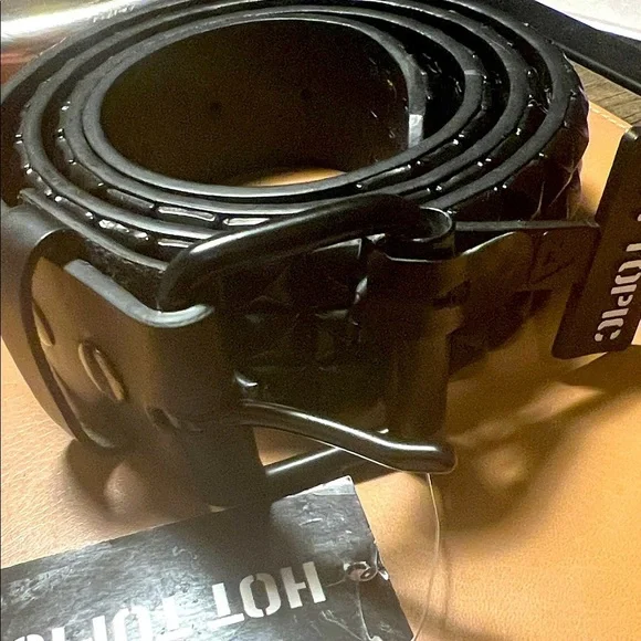 Black studded faux leather Belt - Picture 2 of 6